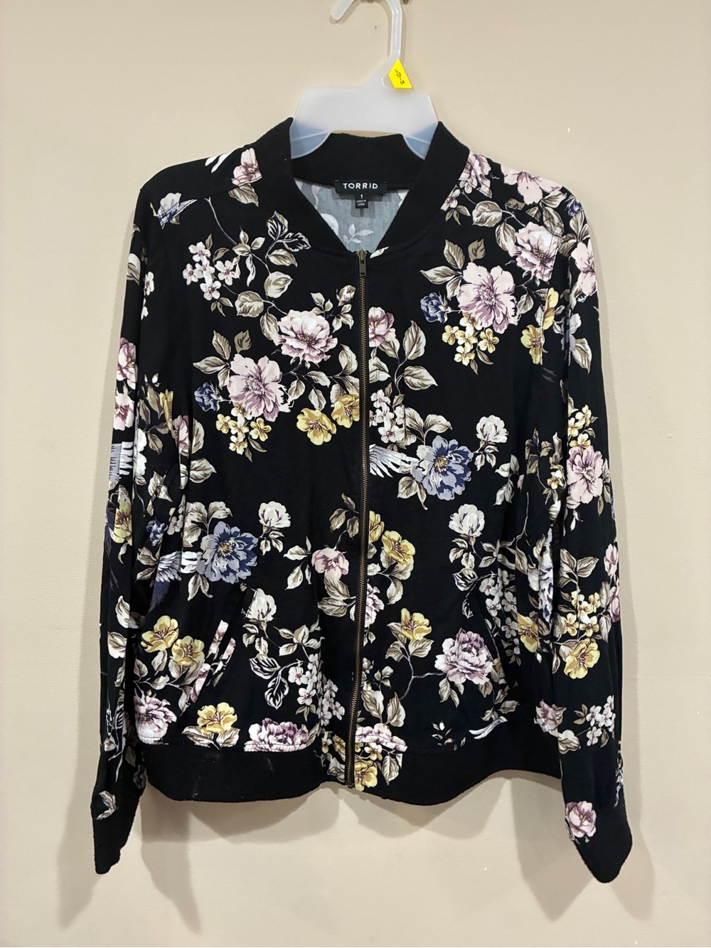 torrid Black Floral Zip Bomber Jacket